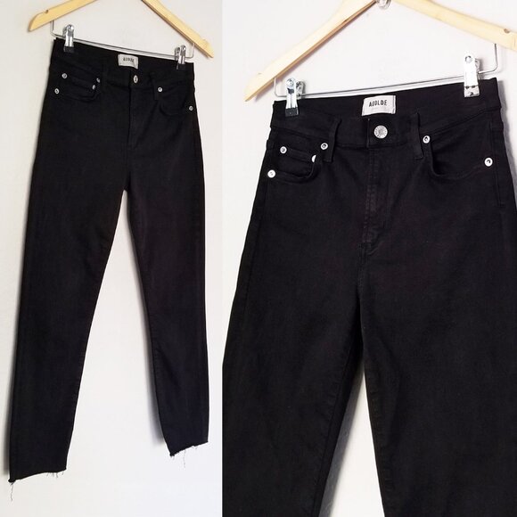Agolde Sophie Crop High Waist Rise Skinny Jean Black Size 27 Stretchy Comfy $158 - Picture 8 of 15